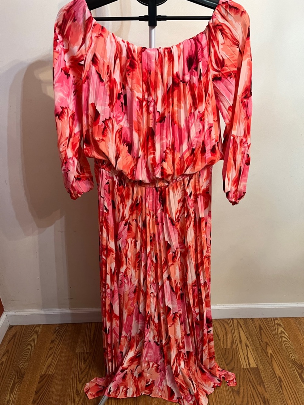INC International Concepts Pink Abstract One-Shoulder Pleated Midi Dress - Picture 3 of 7